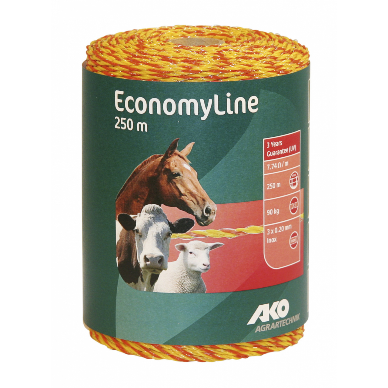 AKO Economyline villanypásztor vezeték 250 m, 0,16 mm vezetőszál, sárga/narancs